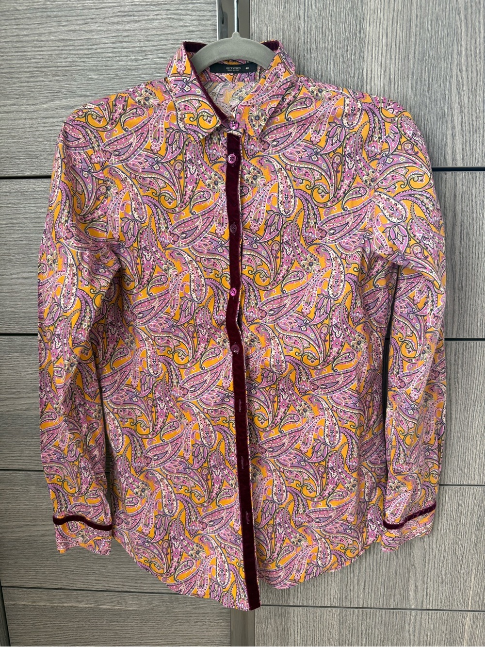 Etro Women's Pink & Yellow Paisley Button-Up Shirt